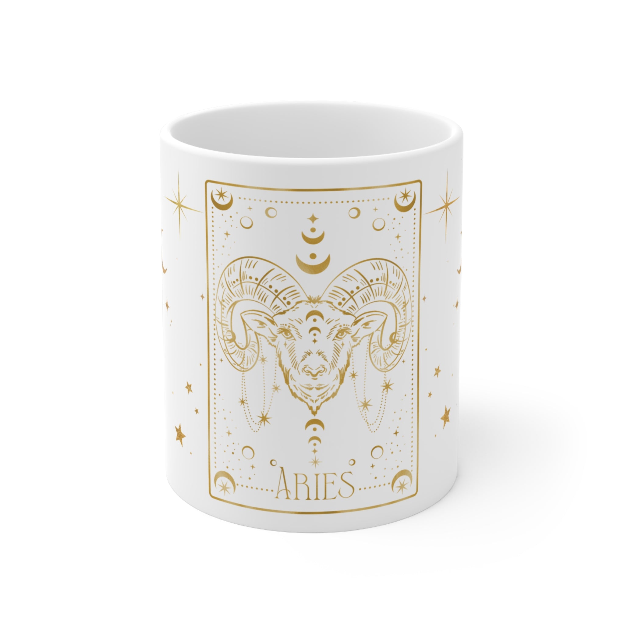 Aries Zodiac Mug — Gold Astrological Coffee Cup (11oz)