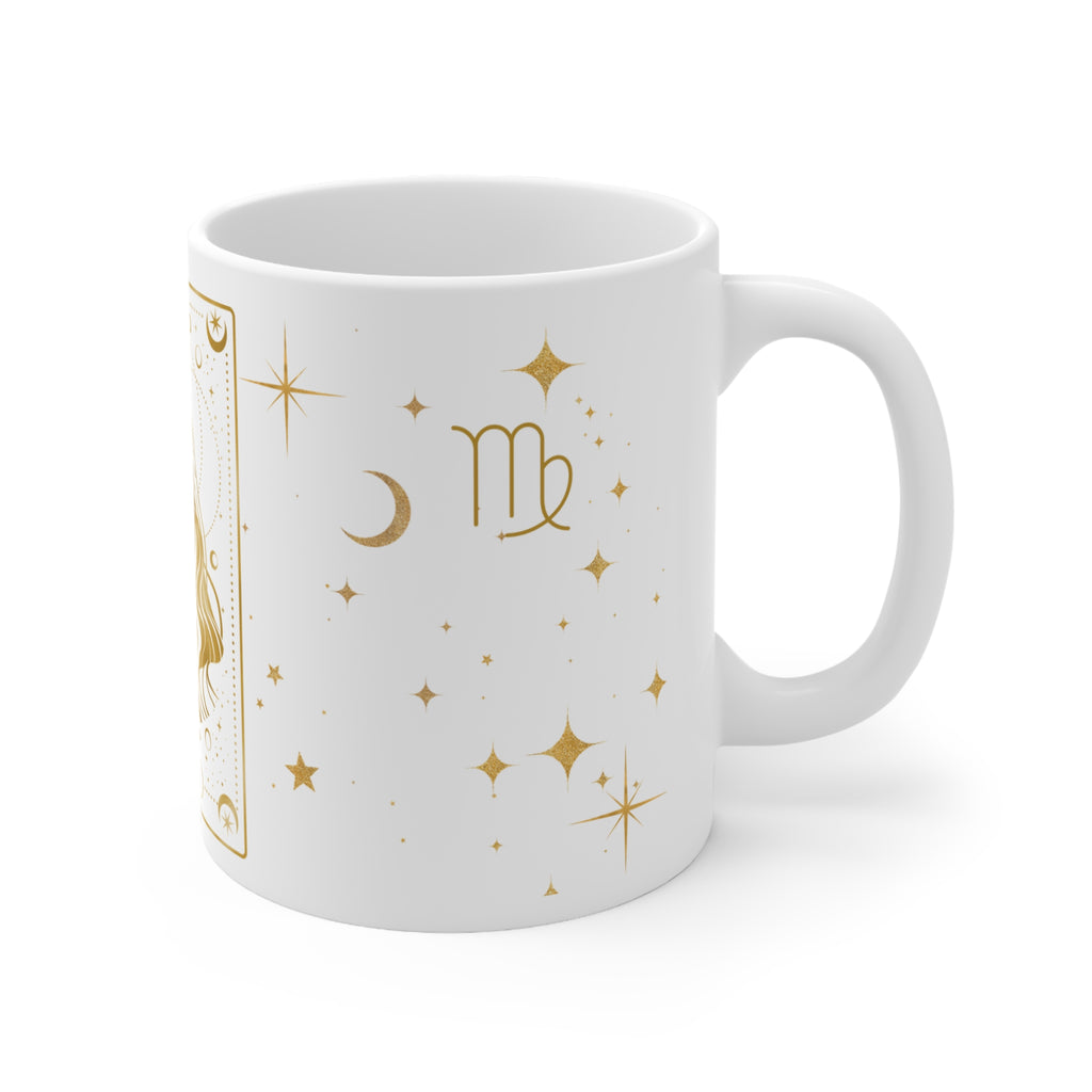 Virgo Astrology Mug — Gold Zodiac Ceramic Coffee Cup (11oz)