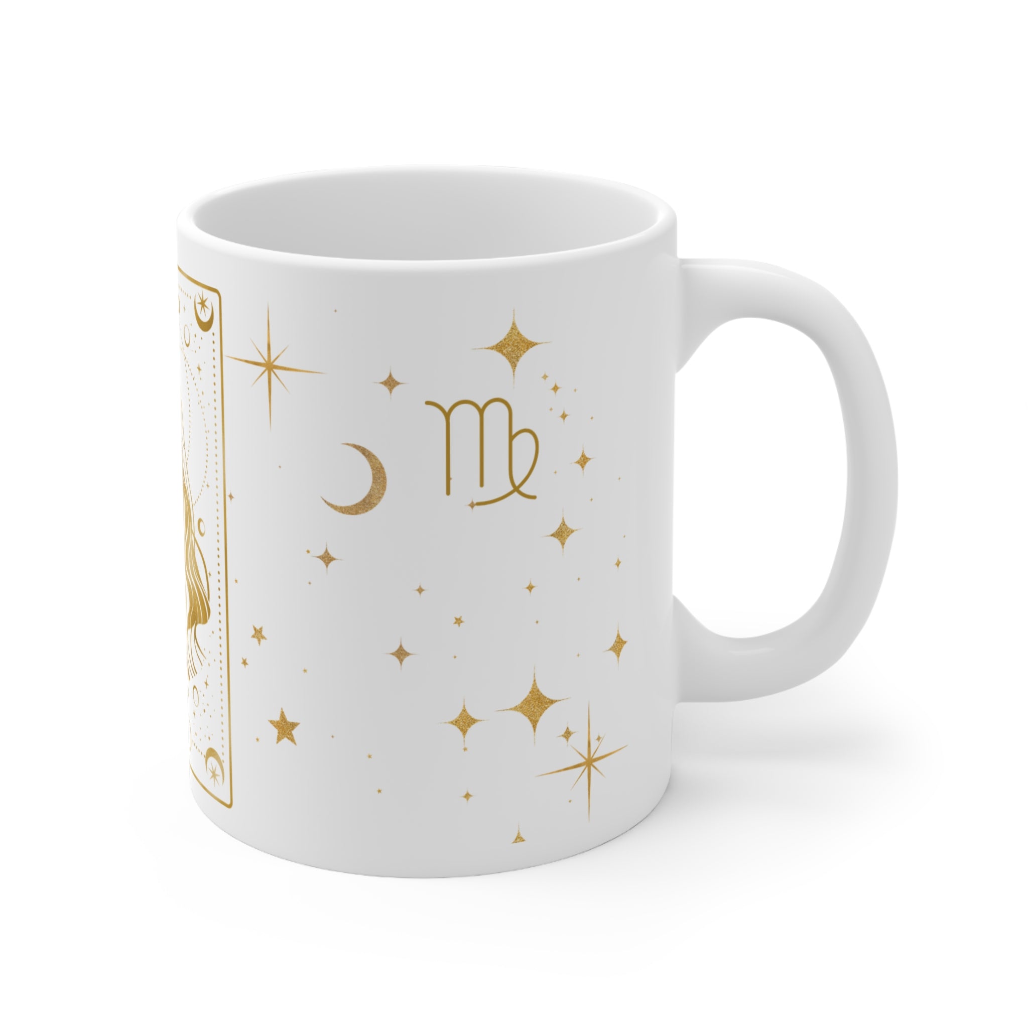 Virgo Astrology Mug — Gold Zodiac Ceramic Coffee Cup (11oz)