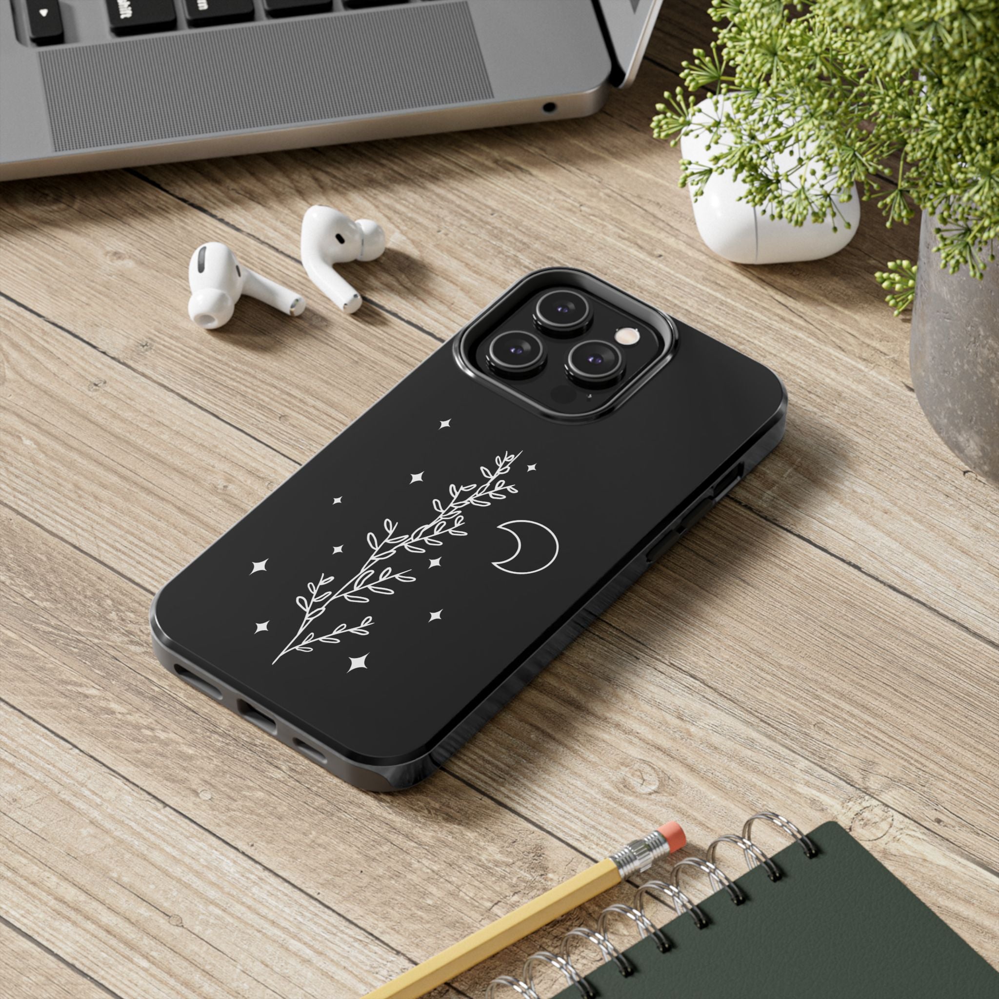 Floral Moon Tough Phone Case – Night Sky Botanical Phone Cover