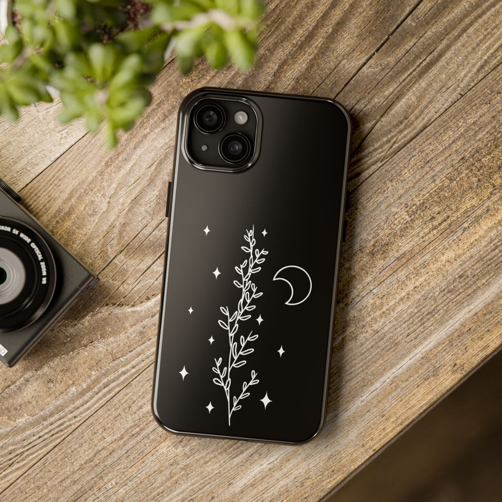 Floral Moon Tough Phone Case – Night Sky Botanical Phone Cover