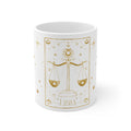 Libra Zodiac Mug — Gold Astrology Scales Ceramic Coffee Cup, 11oz
