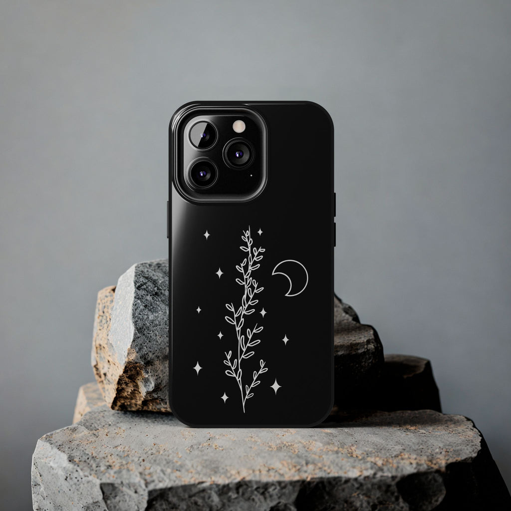 Floral Moon Tough Phone Case – Night Sky Botanical Phone Cover