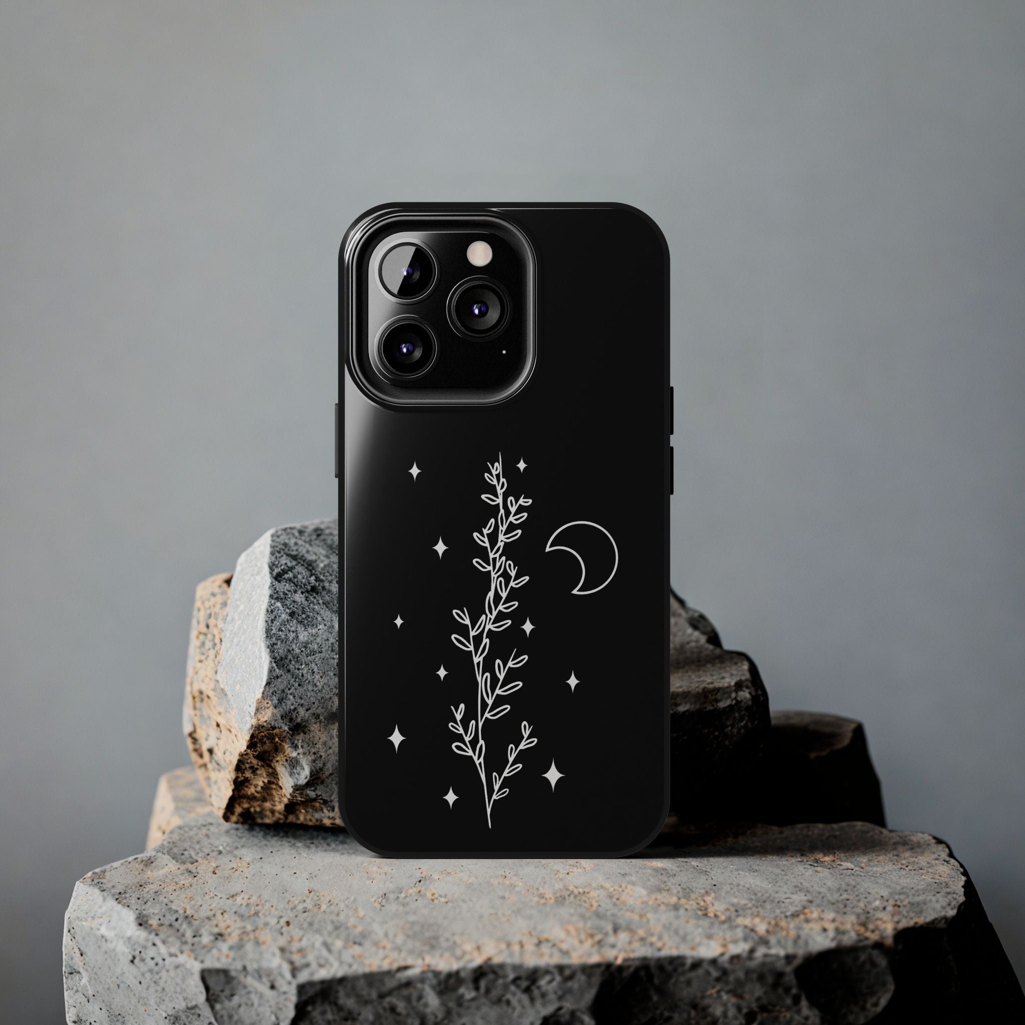 Floral Moon Tough Phone Case – Night Sky Botanical Phone Cover