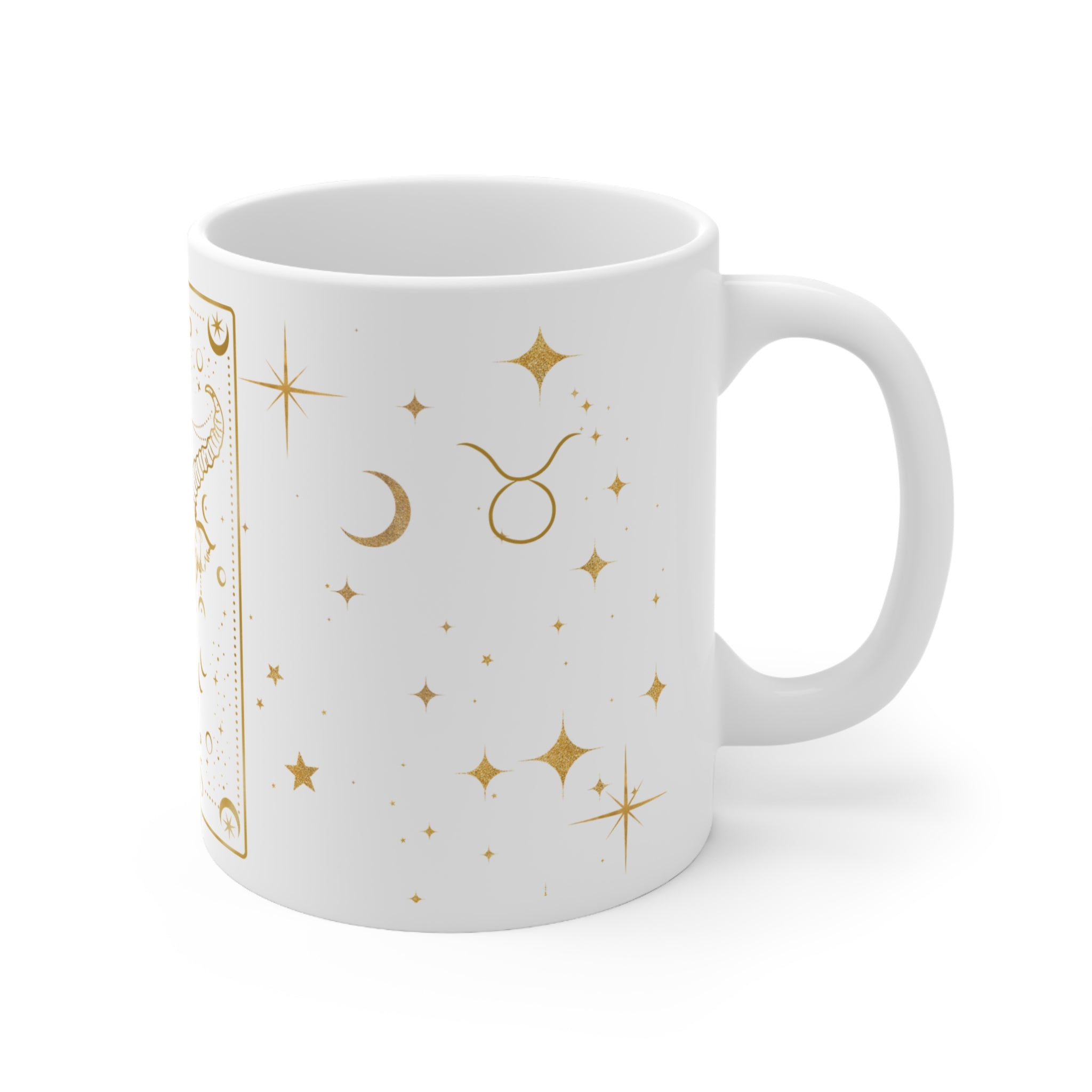 Taurus Zodiac Mug — Gold Astrology Ceramic Coffee Cup (11oz)