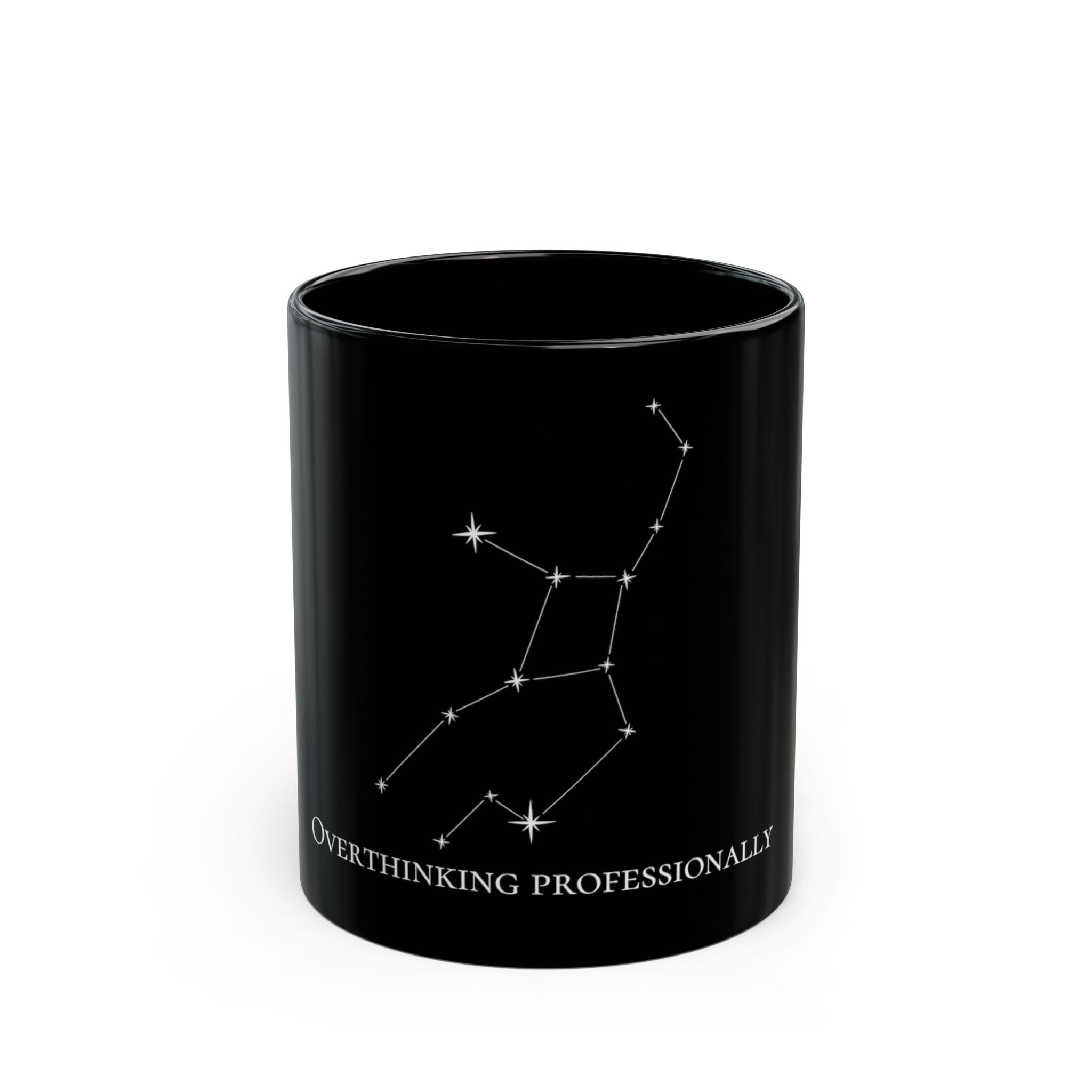 Virgo Constellation Mug - Overthinking Professionally Coffee Mug — Black Ceramic Mug
