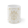 Leo Zodiac Lion Ceramic Mug — Gold Astrology Coffee Cup (11 oz)