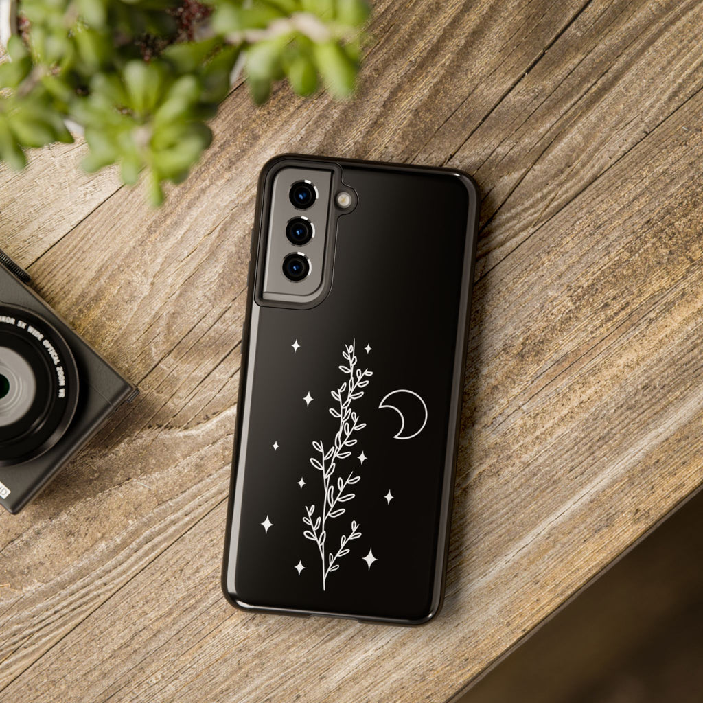 Floral Moon Tough Phone Case – Night Sky Botanical Phone Cover