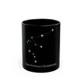 Aquarius Emotionally Elsewhere Constellation Mug — Black Ceramic Coffee Cup