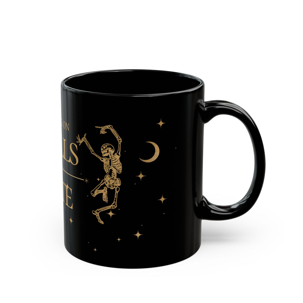Running on Spells & Spite Black Mug — Witchy Coffee Mug (11oz/15oz)