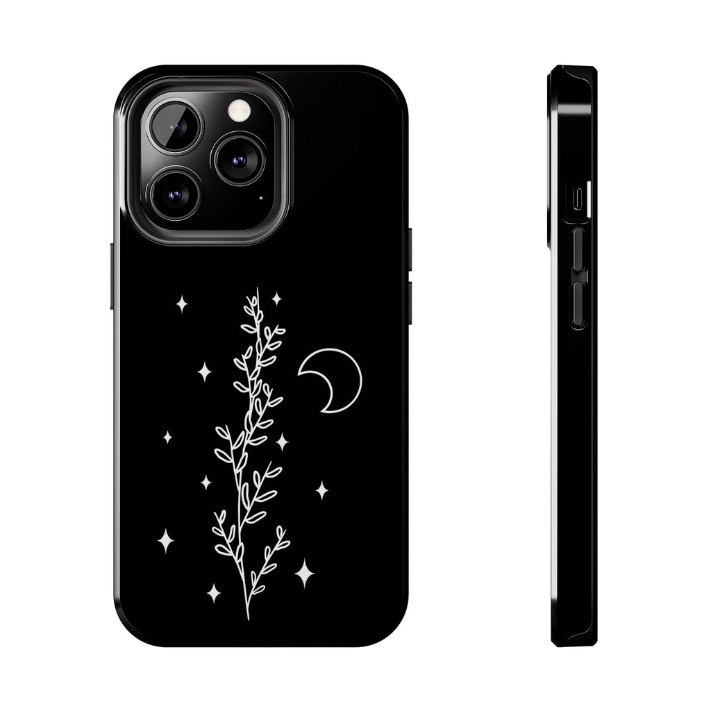 Floral Moon Tough Phone Case – Night Sky Botanical Phone Cover