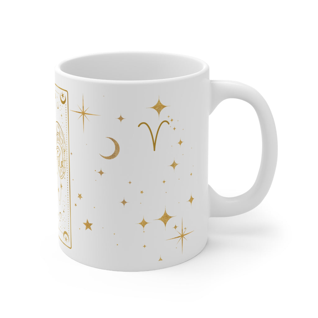 Aries Zodiac Mug — Gold Astrological Coffee Cup (11oz)