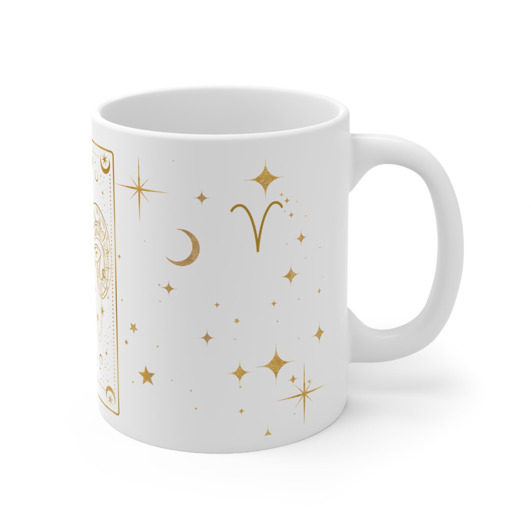 Aries Zodiac Mug — Gold Astrological Coffee Cup (11oz)