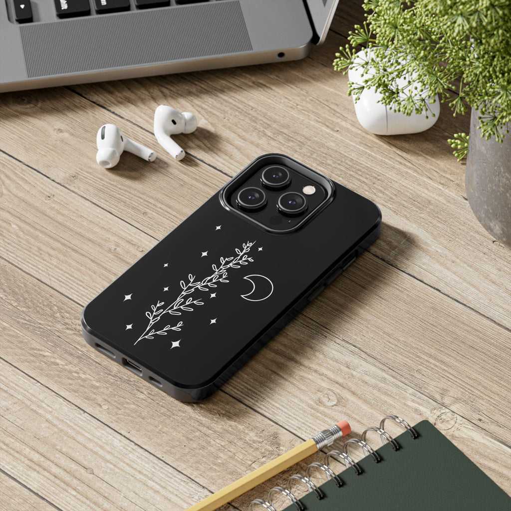 Floral Moon Tough Phone Case – Night Sky Botanical Phone Cover