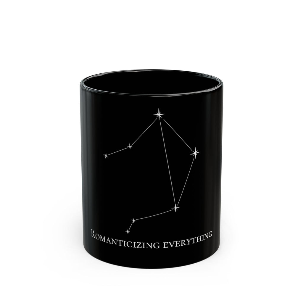 Libra Constellation Mug - "Romanticizing Everything" Black Mug — Astrology Coffee Cup