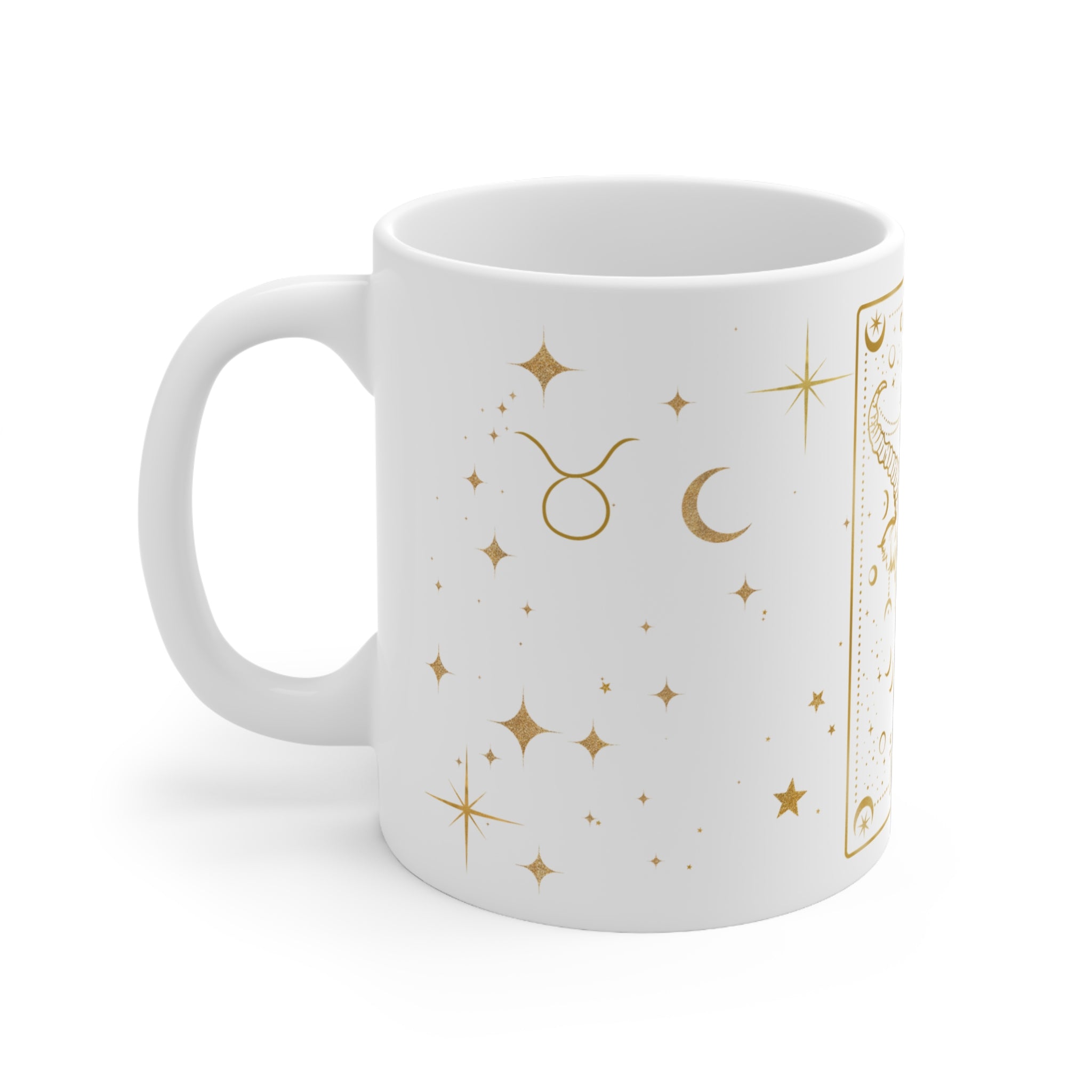 Taurus Zodiac Mug — Gold Astrology Ceramic Coffee Cup (11oz)