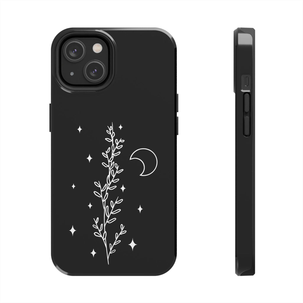 Floral Moon Tough Phone Case – Night Sky Botanical Phone Cover