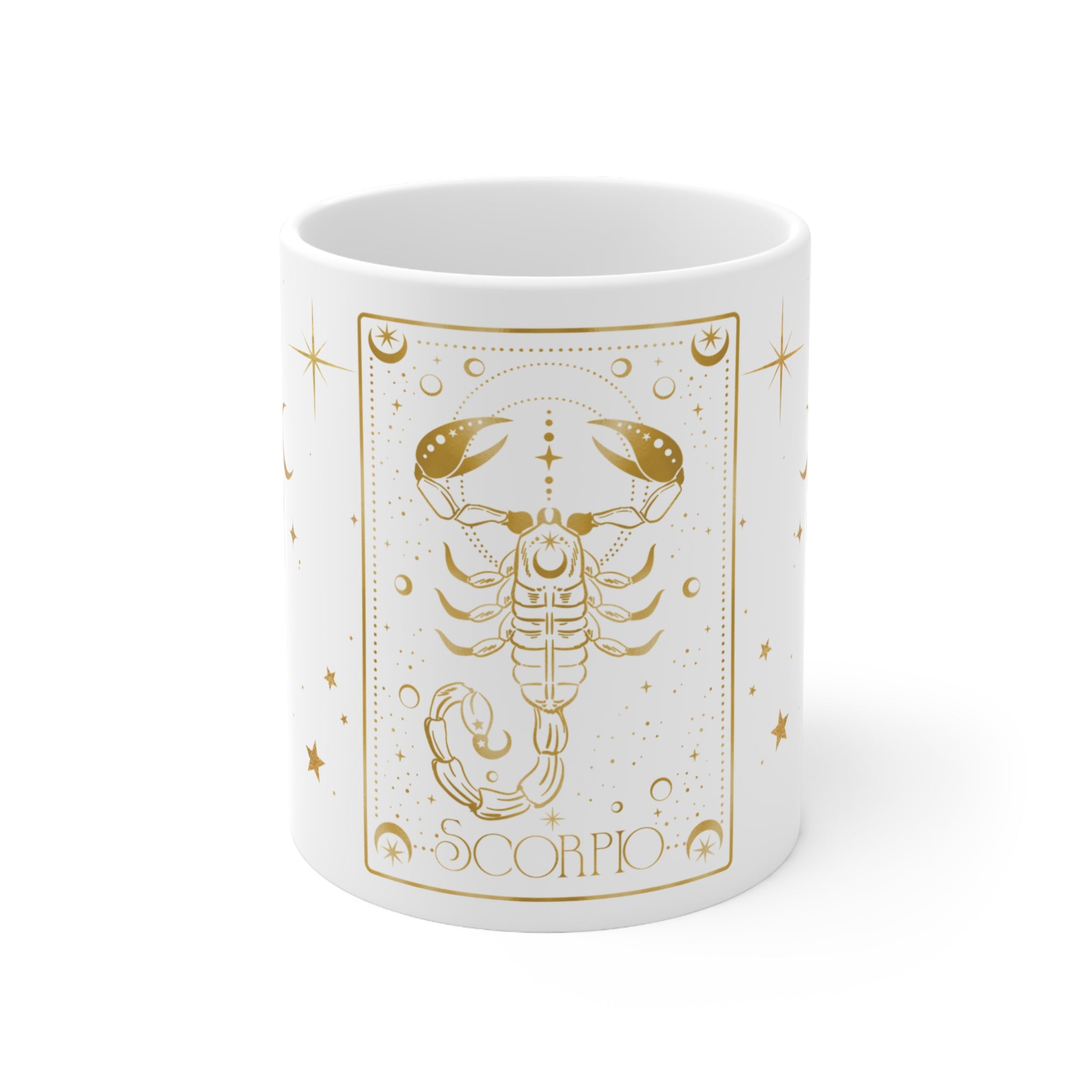 Scorpio Zodiac Ceramic Mug – Gold Astrological Scorpio Coffee Cup, Birthday & Horoscope Gift