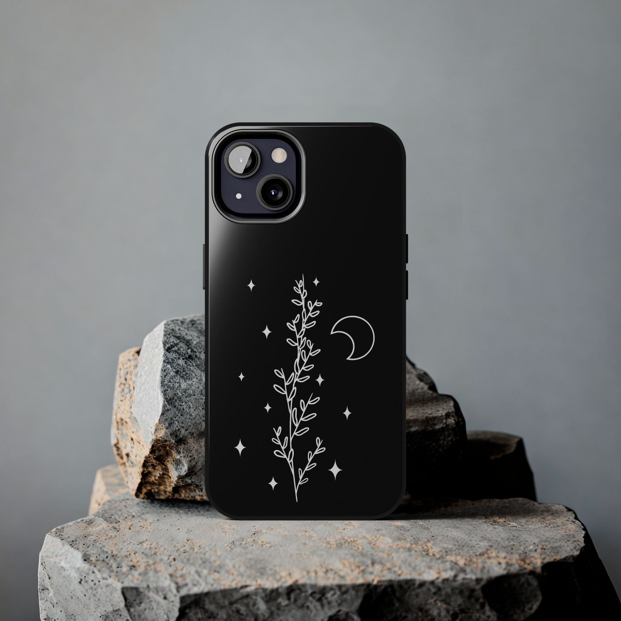 Floral Moon Tough Phone Case – Night Sky Botanical Phone Cover