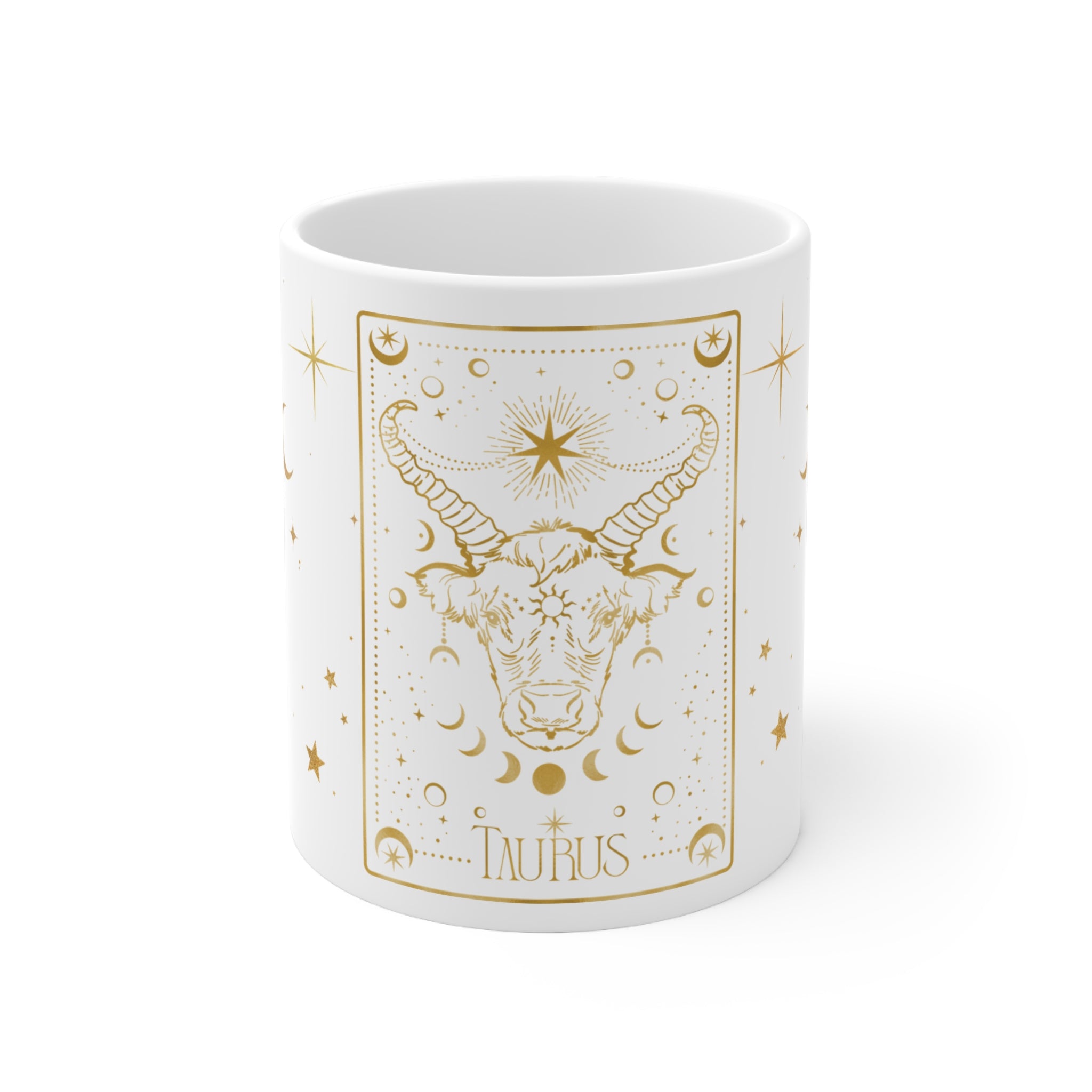Taurus Zodiac Mug — Gold Astrology Ceramic Coffee Cup (11oz)