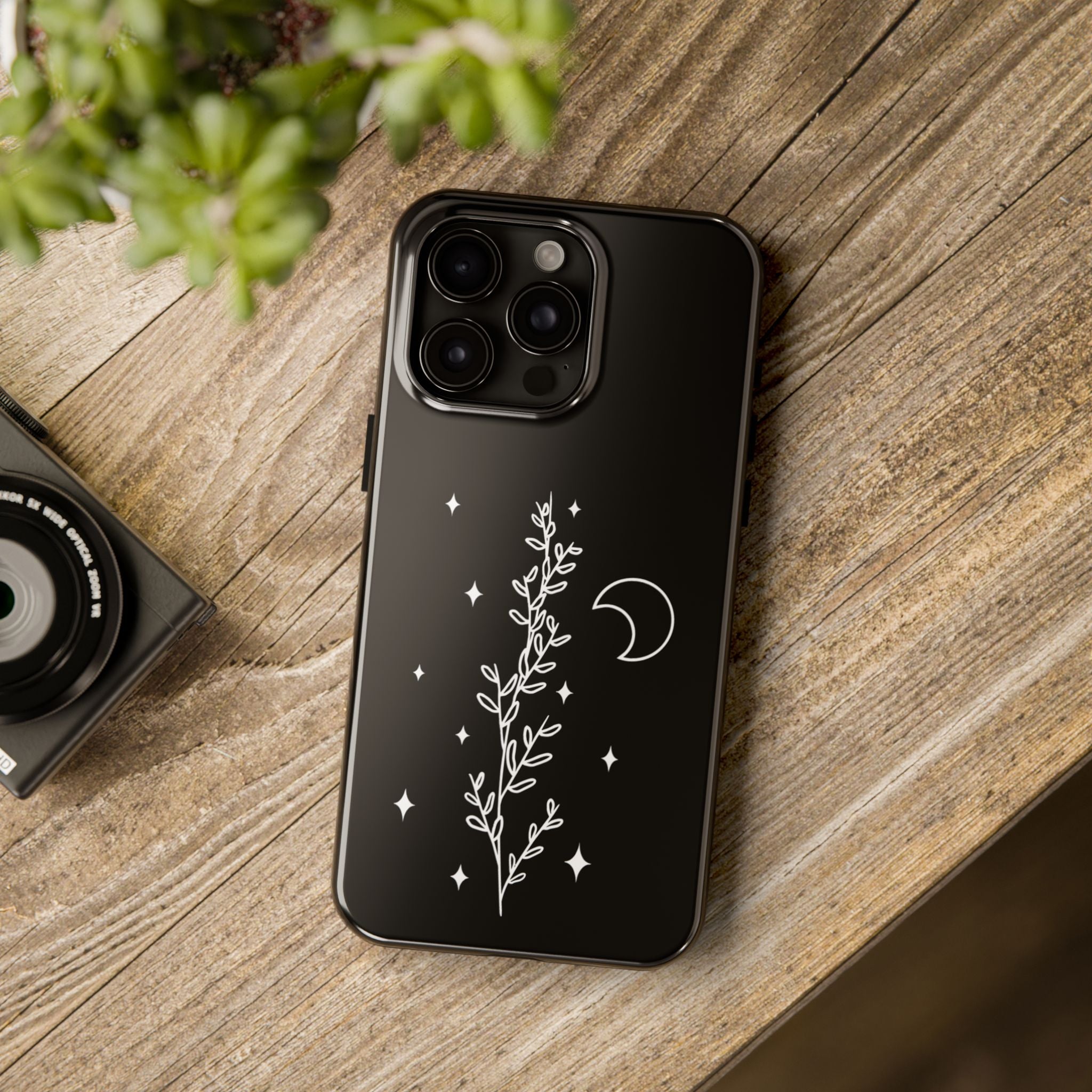 Floral Moon Tough Phone Case – Night Sky Botanical Phone Cover
