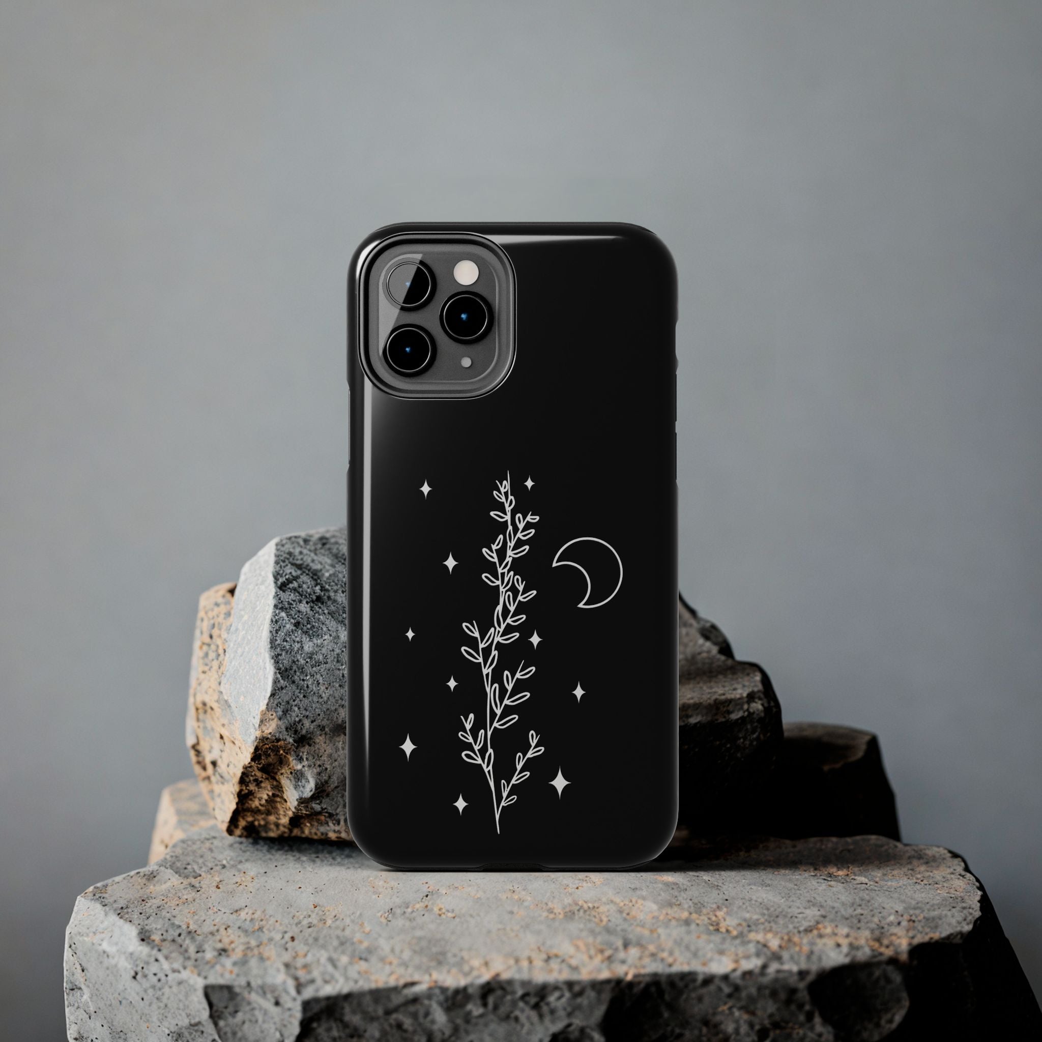 Floral Moon Tough Phone Case – Night Sky Botanical Phone Cover