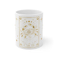 Cancer Zodiac Mug — Gold Celestial Tarot Crab Design, Astrology Coffee Cup (11 oz)