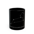 Leo Constellation Mug – "Attention Is a Love Language" Black Ceramic Coffee Cup