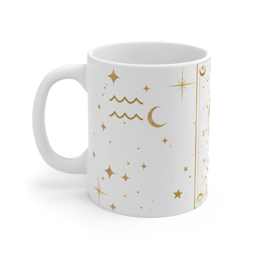 AQUARIUS Zodiac Art Mug | Astrological Water Bearer Design