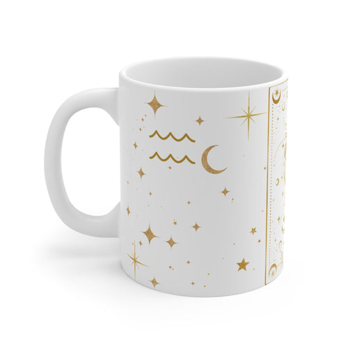 AQUARIUS Zodiac Art Mug | Astrological Water Bearer Design