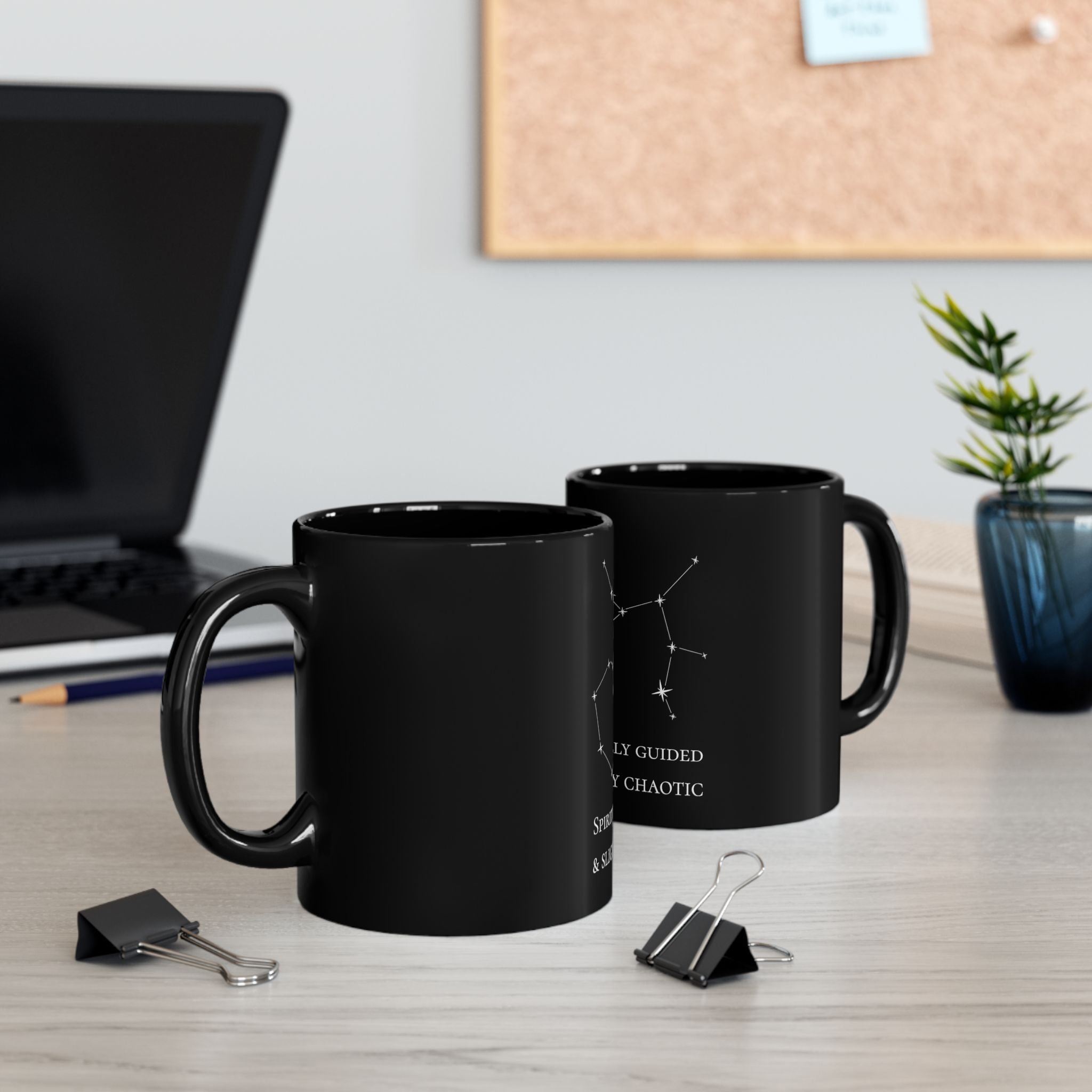 Sagittarius Constellation Mug - "Spiritually Guided & Slightly Chaotic" Black Mug — Constellation Astrology Coffee Cup (11oz/15oz)