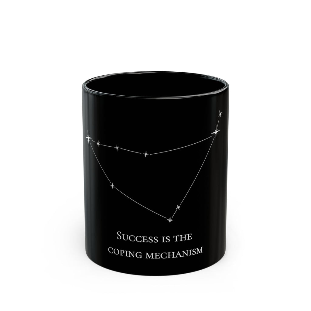 Capricorn Black Mug — 'Success Is the Coping Mechanism' Constellation Coffee Cup