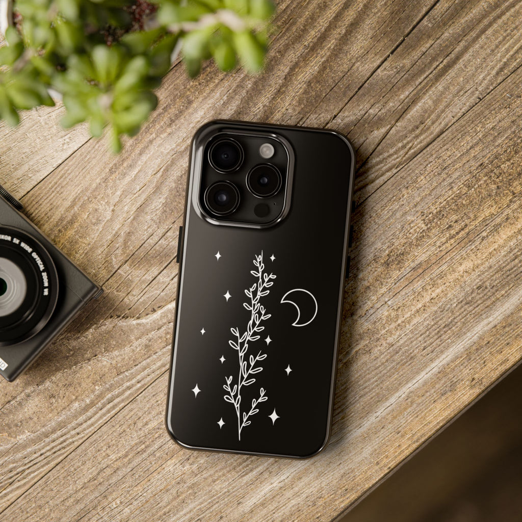 Floral Moon Tough Phone Case – Night Sky Botanical Phone Cover