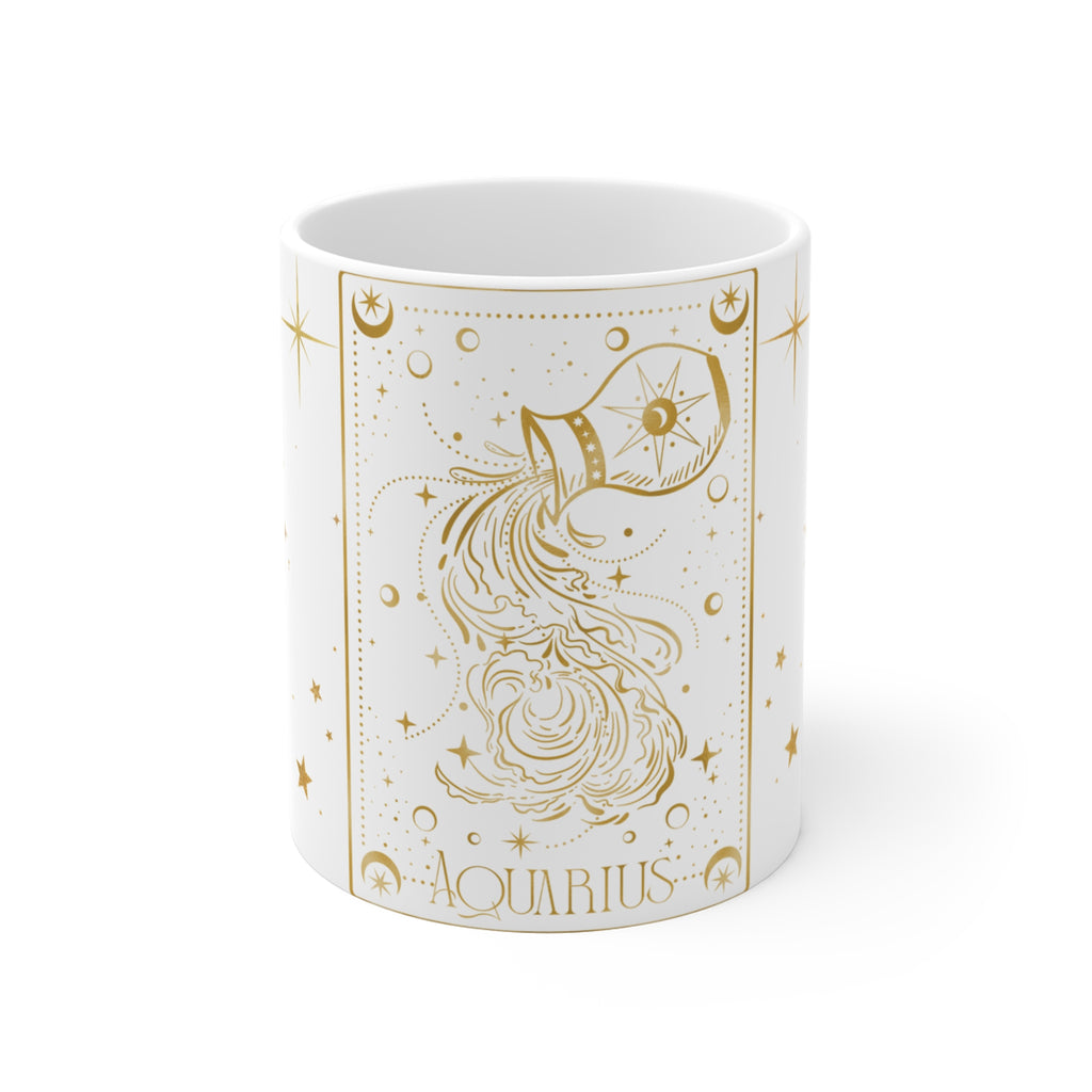 AQUARIUS Zodiac Art Mug | Astrological Water Bearer Design