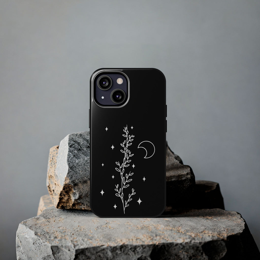 Floral Moon Tough Phone Case – Night Sky Botanical Phone Cover
