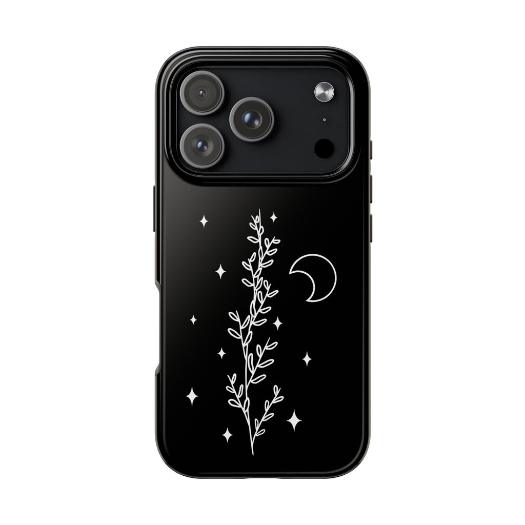 Floral Moon Tough Phone Case – Night Sky Botanical Phone Cover