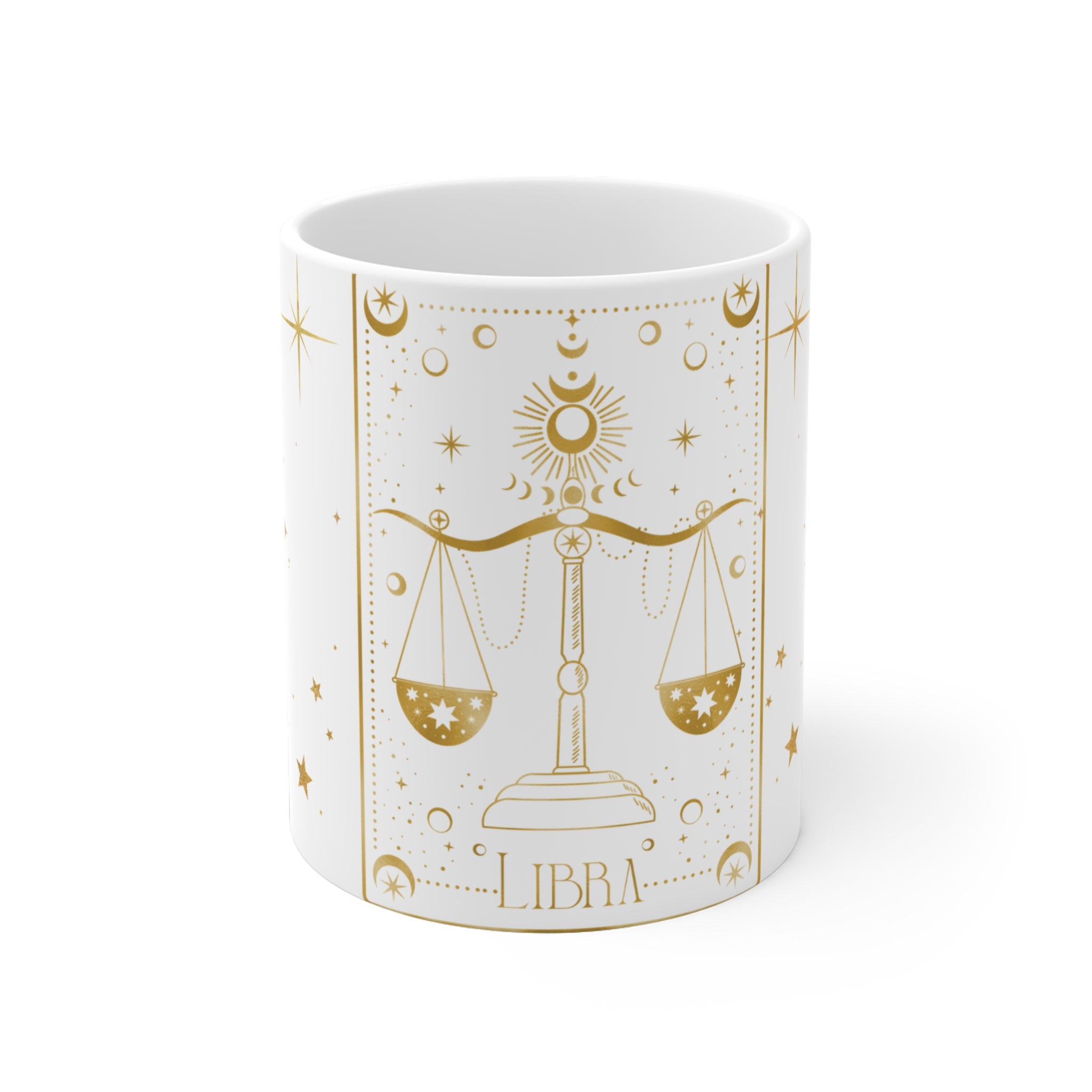Gold Libra Scales Zodiac Mug | Astrology Horoscope Ceramic Mug
