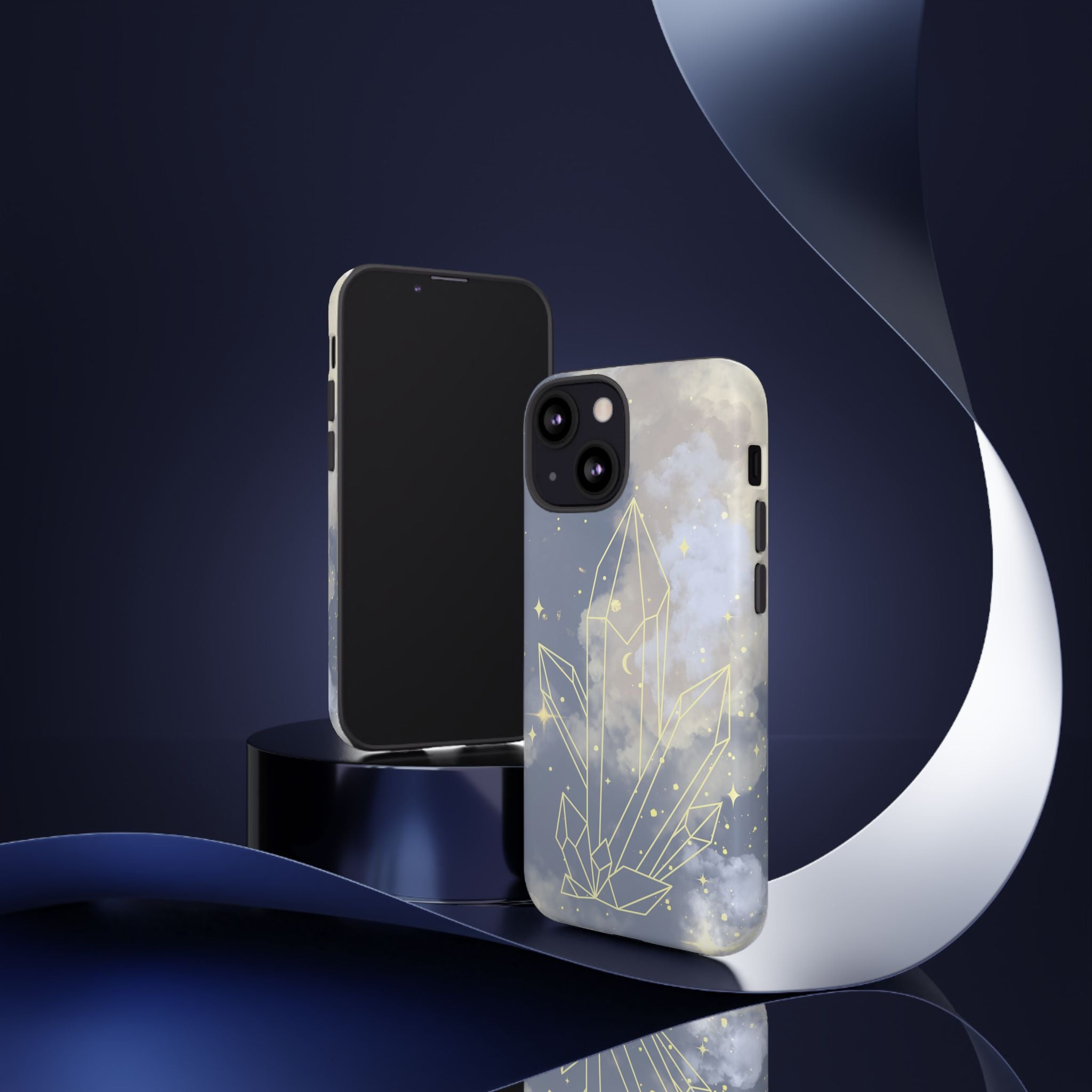 Crystal Moon Tough Phone Case — Mystical Cloudy Sky Protective Cover