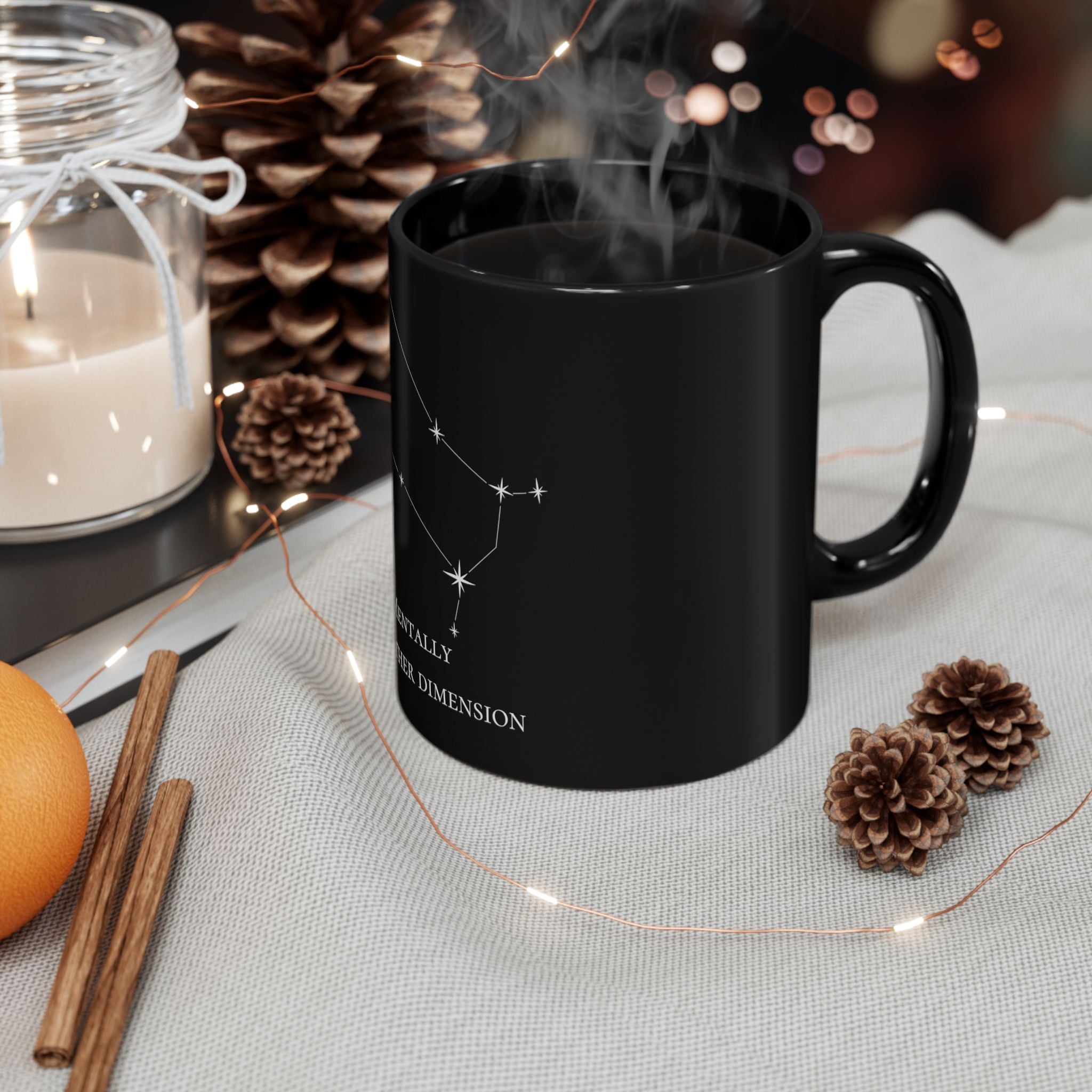 Gemini Black Constellation Mug – "Mentally in Another Dimension" 11oz/15oz