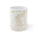 Aquarius Zodiac Mug - Gold Celestial Horoscope Ceramic Coffee Cup, 11oz