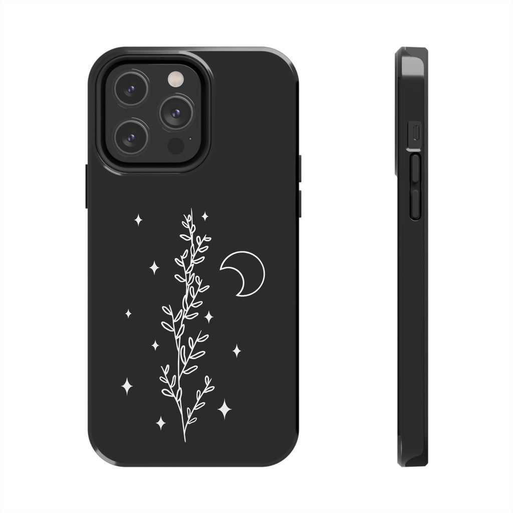 Floral Moon Tough Phone Case – Night Sky Botanical Phone Cover