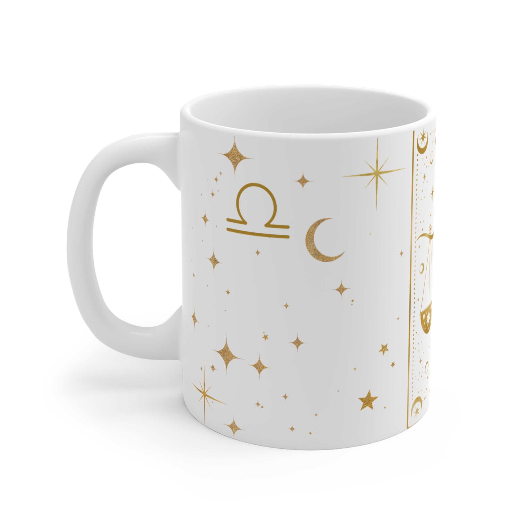 Gold Libra Scales Zodiac Mug | Astrology Horoscope Ceramic Mug