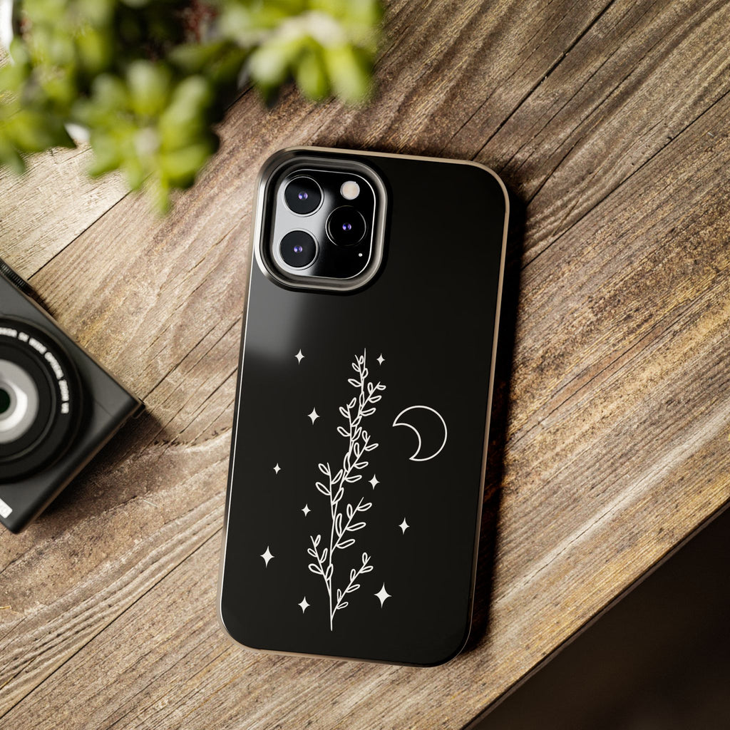 Floral Moon Tough Phone Case – Night Sky Botanical Phone Cover