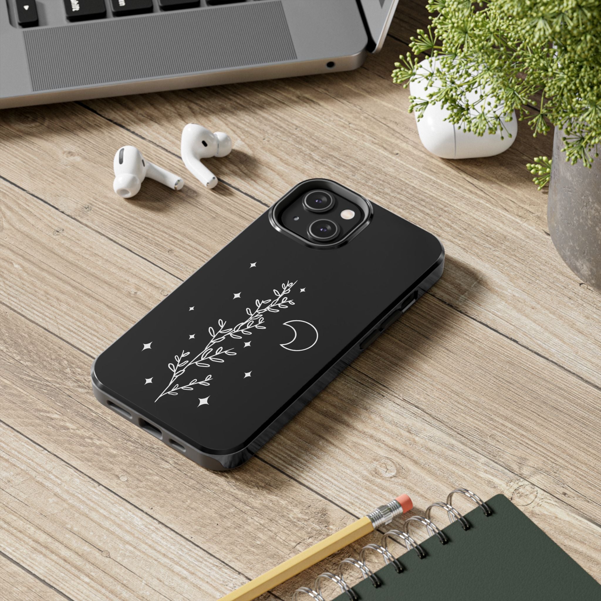 Floral Moon Tough Phone Case – Night Sky Botanical Phone Cover