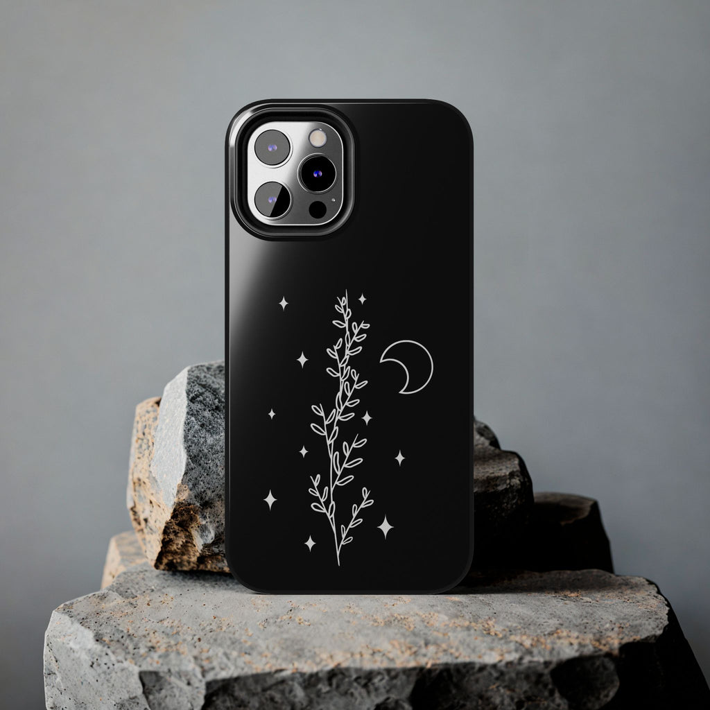 Floral Moon Tough Phone Case – Night Sky Botanical Phone Cover