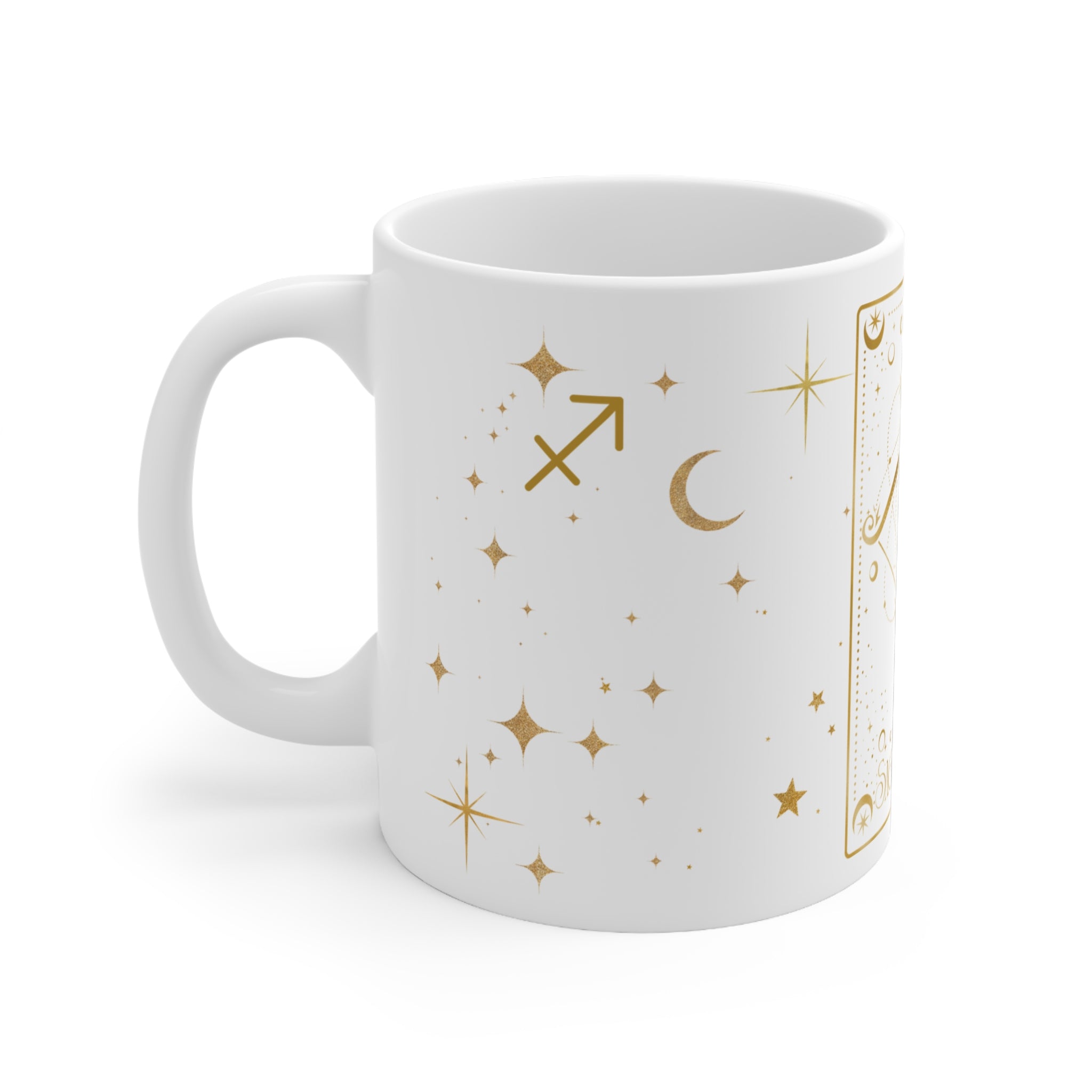 Sagittarius Zodiac Mug — Gold Archer Astrology Ceramic Coffee Cup (11oz)
