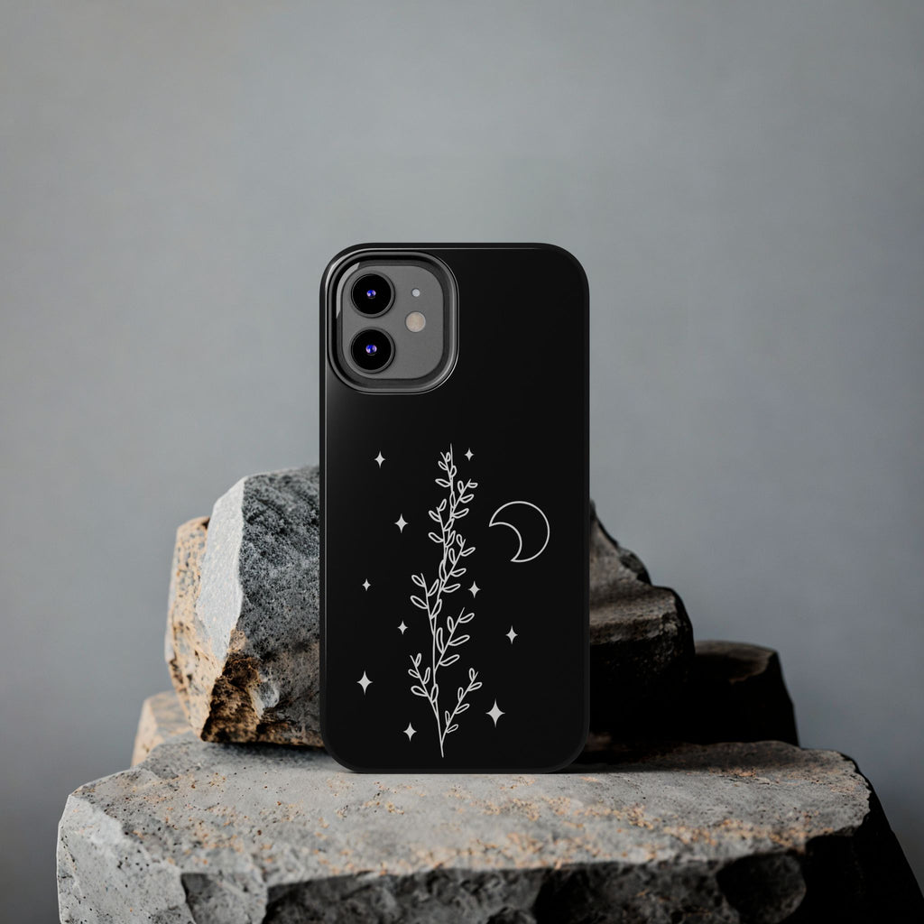 Floral Moon Tough Phone Case – Night Sky Botanical Phone Cover