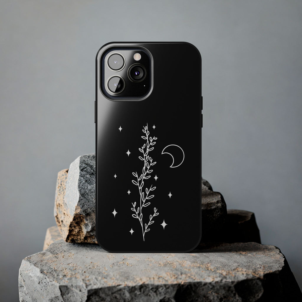 Floral Moon Tough Phone Case – Night Sky Botanical Phone Cover