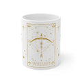 Sagittarius Zodiac Mug — Gold Archer Astrology Ceramic Coffee Cup (11oz)
