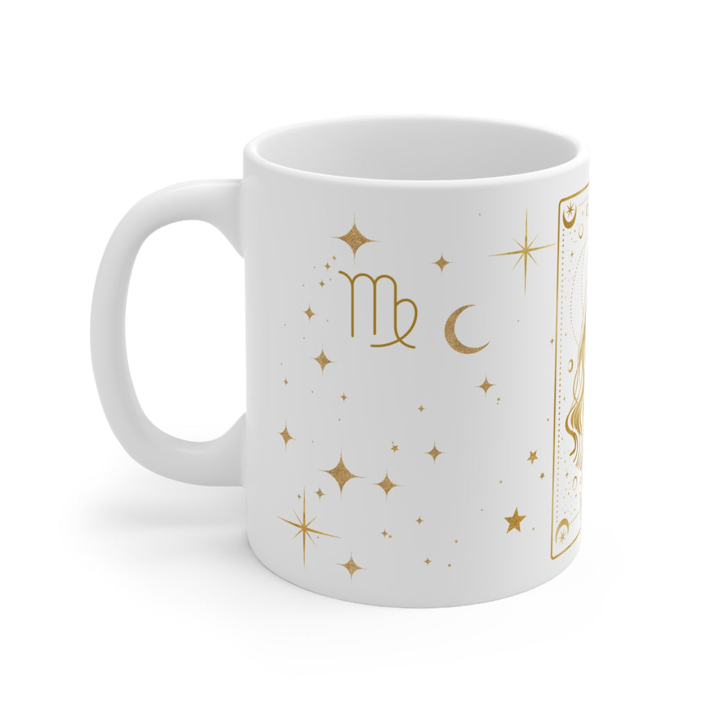 Virgo Astrology Mug — Gold Zodiac Ceramic Coffee Cup (11oz)